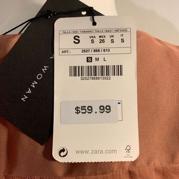 ZARA SATIN COPPER SLEEVELESS BUTTON DOWN DRESS - Picture 4 of 4